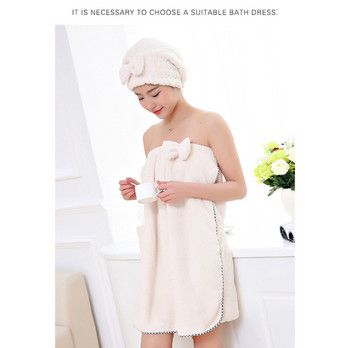 Мека магическа носима дамска кърпа за баня Модна елегантна дамска бързосъхнеща рокля за баня с панделка SPA Wrap Абсорбираща кърпа за тяло