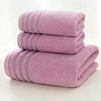 Памучна хавлиена кърпа с райе от три комплекта едноцветни удебелени кърпи за баня Комплект меки удобни унисекс тоалети 140x70