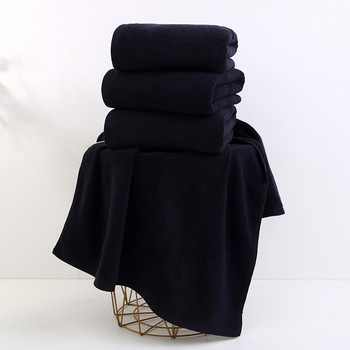 Нови плътни черни памучни кърпи за лице Хавлиени кърпи за ръце Хавлии за баня за възрастни Плажна кърпа Хотел 70*140см 35*75см 1 бр. Високо качество