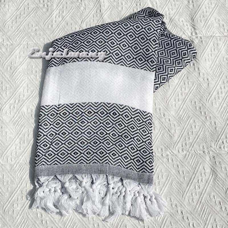 Prosop de plajă turcesc din bumbac pentru înot, spa, duș, ușor, portabil, super absorbant, pentru piscină, sală, picnic, 100 x 180 cm