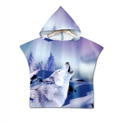 Žuvies skalės 3D spausdinimo vilkas su mėnulio raštu paplūdimio rankšluostis kūdikiams su gobtuvu kūdikių vonios rankšluostis berniukams mergaitėms minkštas vonios rankšluostis