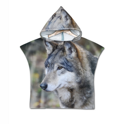 Žuvies skalės 3D spausdinimo vilkas su mėnulio raštu paplūdimio rankšluostis kūdikiams su gobtuvu kūdikių vonios rankšluostis berniukams mergaitėms minkštas vonios rankšluostis