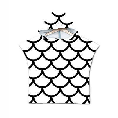 Žuvies skalės 3D spausdinimo vilkas su mėnulio raštu paplūdimio rankšluostis kūdikiams su gobtuvu kūdikių vonios rankšluostis berniukams mergaitėms minkštas vonios rankšluostis