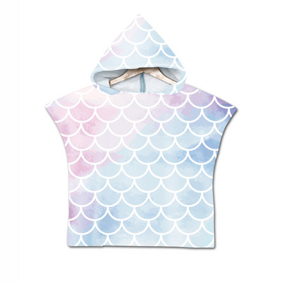 Žuvies skalės 3D spausdinimo vilkas su mėnulio raštu paplūdimio rankšluostis kūdikiams su gobtuvu kūdikių vonios rankšluostis berniukams mergaitėms minkštas vonios rankšluostis