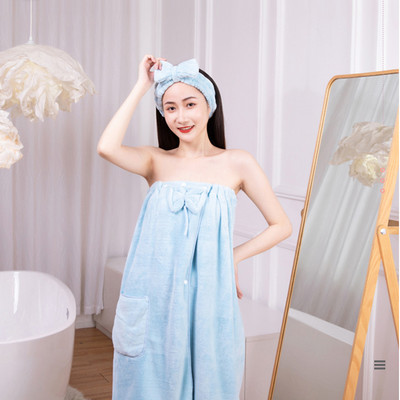 3 DB korall gyapjú fürdőruha puha nedvszívó masni felső fürdőlepedő Hajszárító sapka fejpánt női lányoknak