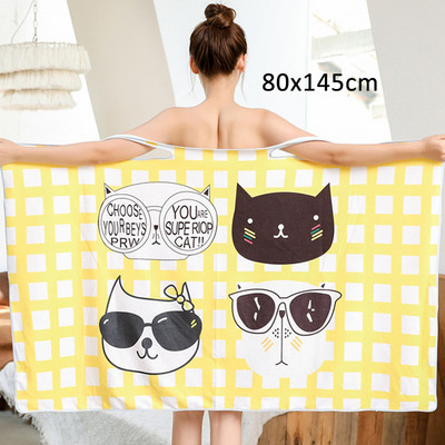 1vnt. Greitai džiūstantis vonios sijonas, mikropluošto naktiniai rūbai, animacinio rašto paplūdimio rankšluosčiai, moteriški chalatai, rankšluosčių suknelė