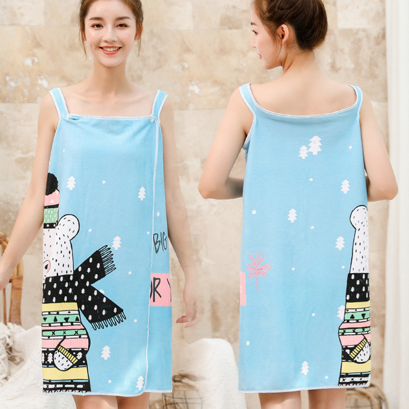 1vnt. Greitai džiūstantis vonios sijonas, mikropluošto naktiniai rūbai, animacinio rašto paplūdimio rankšluosčiai, moteriški chalatai, rankšluosčių suknelė