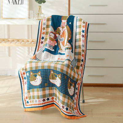 Petoslojni ručnik od pamučne gaze, muškarci, žene, djeca, djeca, kupaonski ručnik 80*160 sa crtanim životinjama i cvijećem za kupaonicu Besplatna dostava