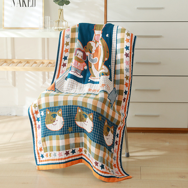 Petoslojni ručnik od pamučne gaze, muškarci, žene, djeca, djeca, kupaonski ručnik 80*160 sa crtanim životinjama i cvijećem za kupaonicu Besplatna dostava