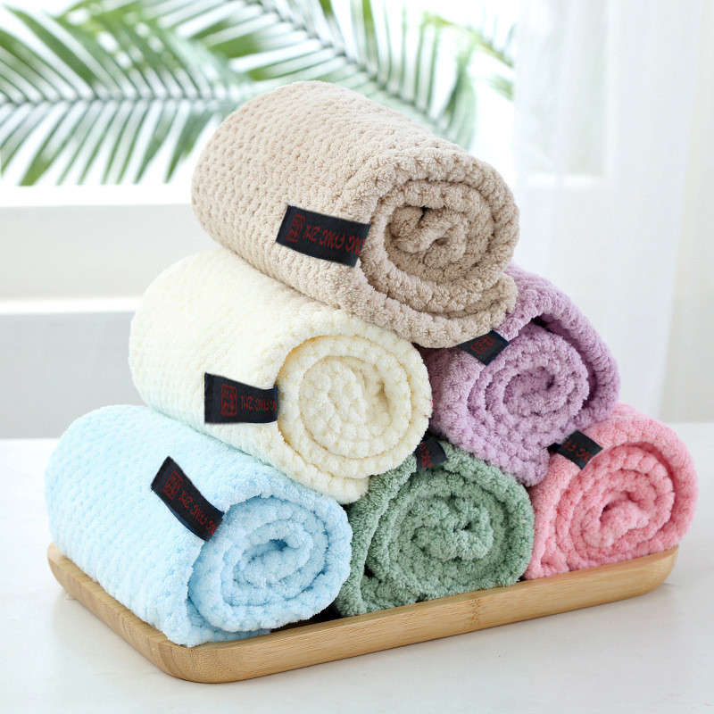 Mikropluošto sausų plaukų rankšluostis super sugeriantis greitai džiūstantis Aldult Child ilgų plaukų dušo kepuraitė turbanas su mygtukais vienspalvis