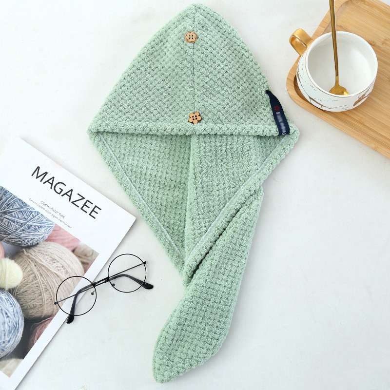 Mikropluošto sausų plaukų rankšluostis super sugeriantis greitai džiūstantis Aldult Child ilgų plaukų dušo kepuraitė turbanas su mygtukais vienspalvis