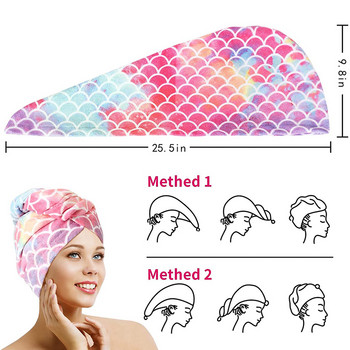 Хавлиена кърпа за сушене на коса от микрофибър за жени, момичета, абсорбиращи кърпи за глава, тюрбан, бързо съхнеща за къдрава дълга коса