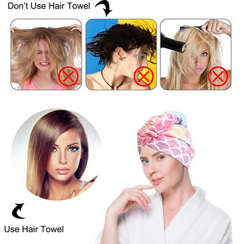 Περιτύλιγμα πετσέτας στεγνώματος μαλλιών από μικροΐνες για γυναίκες κορίτσια Απορροφητική πετσέτα τουρμπάνι κεφαλής Quick Dry για σγουρά μακριά μαλλιά