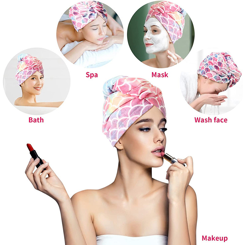 Înveliș cu prosop din microfibră pentru uscarea părului pentru femei, fete, cu cap absorbant, cu turban, prosoape, cu uscare rapidă, pentru părul ondulat lung