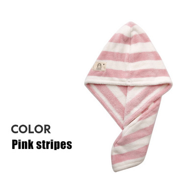 Moteriškos koralinės vilnos sausų plaukų kepuraitė sugerianti dryžuota rankšluosčiai Vonios rankšluosčių skalbimo šluostė dušo voniai Mikropluošto Namai