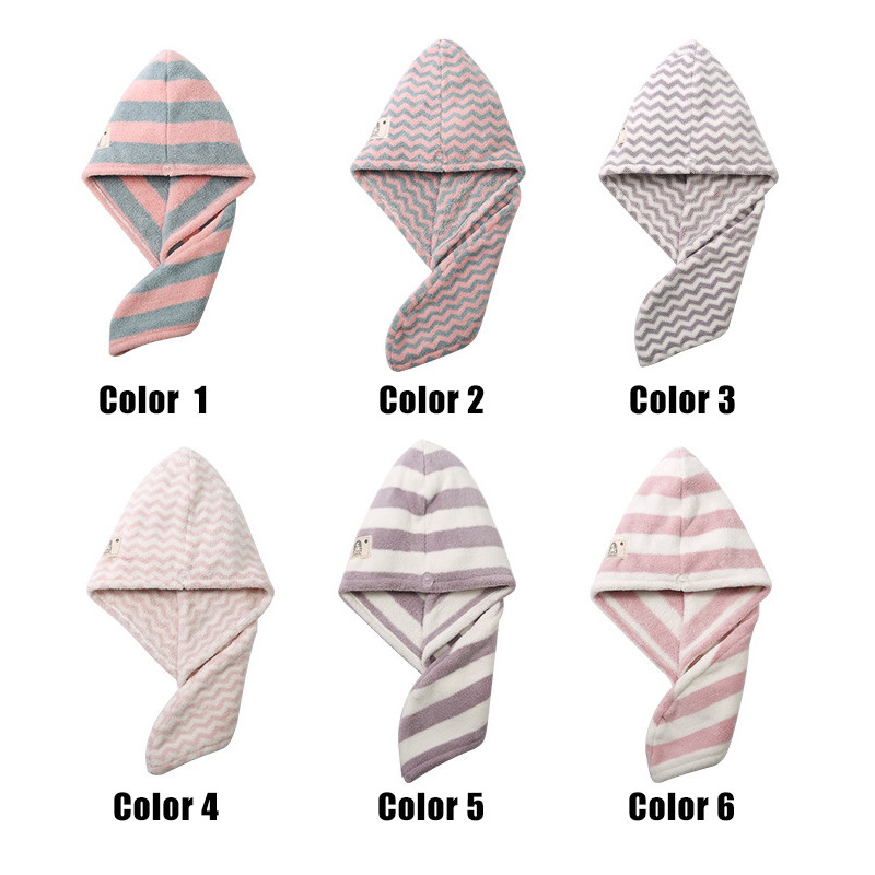 Moteriškos koralinės vilnos sausų plaukų kepuraitė sugerianti dryžuota rankšluosčiai Vonios rankšluosčių skalbimo šluostė dušo voniai Mikropluošto Namai