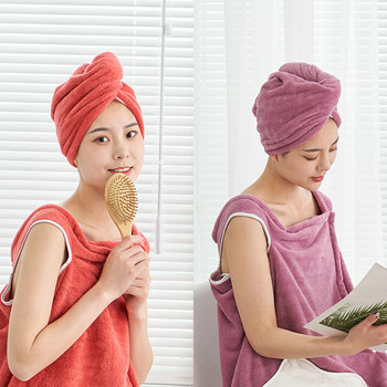 Мека микрофибърна кърпа за коса за момичета Супер абсорбираща бързосъхнеща магическа шапка за душ за жени Тюрбан за коса за баня Twist Head Wrap