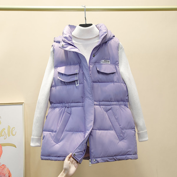 Moteriška spalvota liemenė su gobtuvu