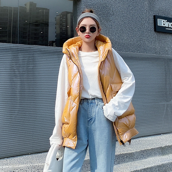 Vestă casual cu fermoar de lungime medie pentru femei