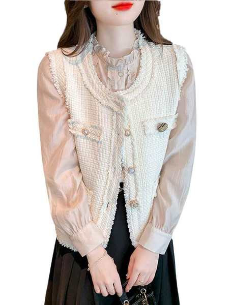 Elegáns női mellény gombokkal és zsebbel