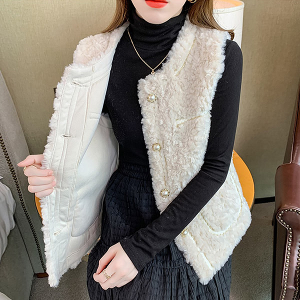 Vesta de dama toamna-iarna la moda cu buzunar si nasturi