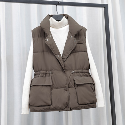 Vesta casual dama cu guler inalt si buzunar