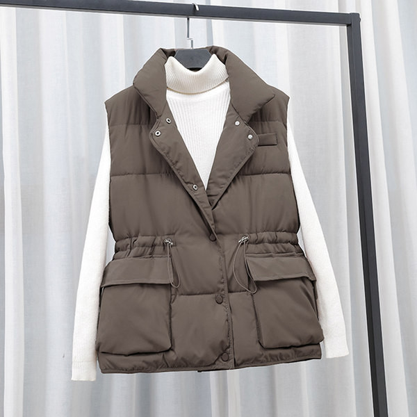 Vesta casual dama cu guler inalt si buzunar