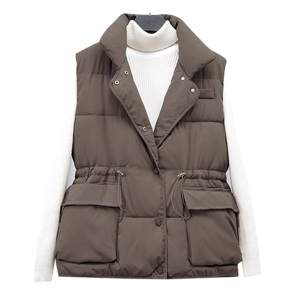 Vesta casual dama cu guler inalt si buzunar