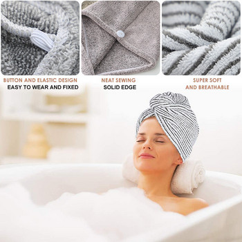 Дамска бамбукова въгленова кърпа за сушене на коса, шапка за баня, душ, тюрбан, бързосъхнеща шапка за коса за женска баня 25x65CM