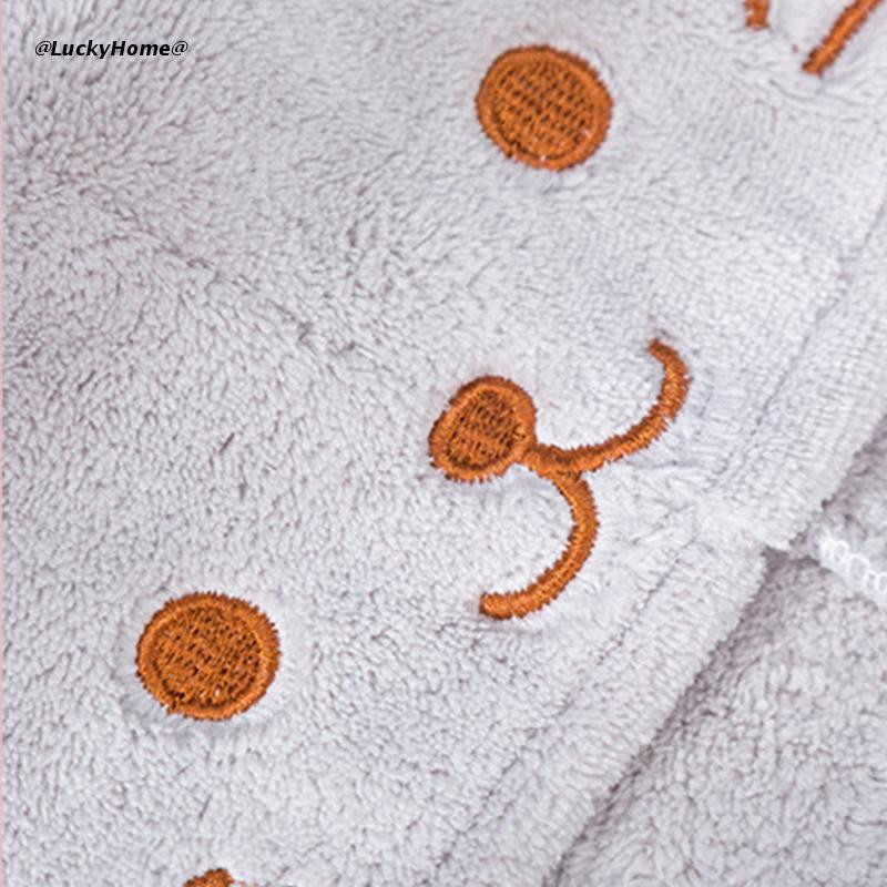 Prosop de păr din catifea Coral Wrap Turban Călărie de duș cu uscare rapidă cu nasturi Drăguț Pisică Microfibră Baie super absorbantă