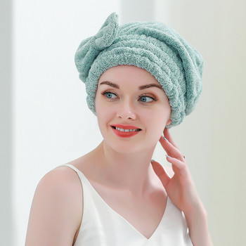 Кърпи за сушене на коса, ултра абсорбираща шапка за сушене на коса с панделка Хавлиена тюрбан за жени, възрастни или деца, момичета за бързо изсушаване на косата
