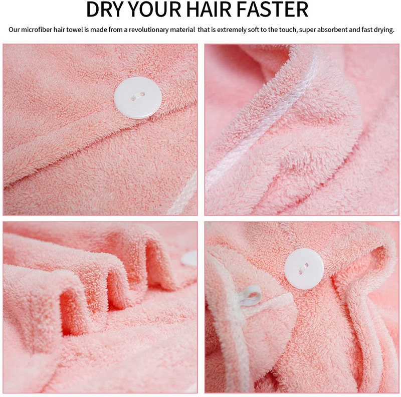 Prosop Femei Adulti Baie Absorbant Baie cu uscare rapida Dus Mai gros Cap de par ondulat Cap microfibră Wisp Cap uscat Prosop de păr