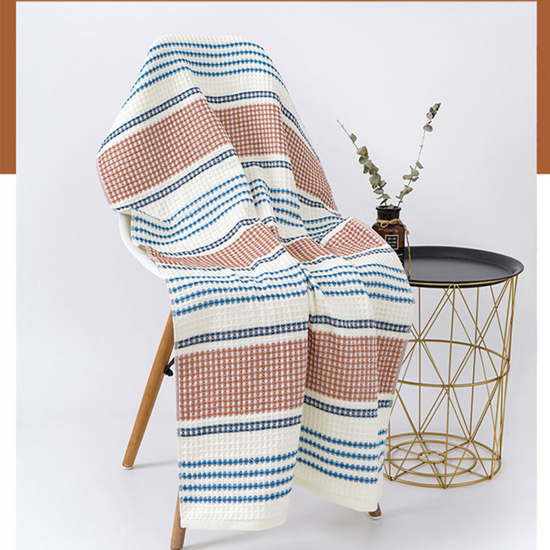 70X140CM puuvillane vahvliga kootud rätik pehme puuvillane vannirätik kiiresti kuivav masinas pestav rätik