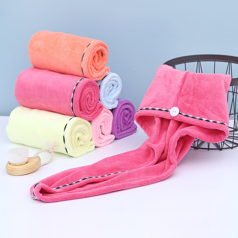 Coral alb, catifea, păr uscat, prosop de baie, microfibră, cu uscare rapidă, turban, super absorbant, pentru șapcă de păr pentru femei, cu buton, îngroșare.