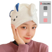 Lână de corali Șapcă pentru păr uscat de desene animate Fată care spăla părul super absorbant pentru ștergere prosop de păr cască de duș pentru femei de uz casnic