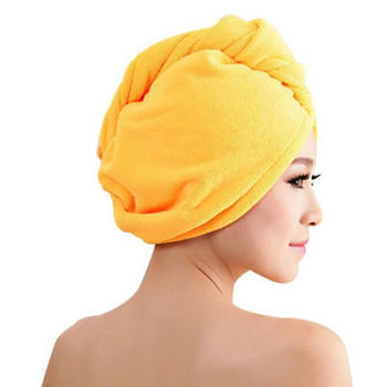 Дамска кърпа за коса Микрофибърна супер абсорбираща шапка за баня Обвивка за коса Шапка за сушене Бързосъхнеща тюрбан Аксесоари за домашен текстил