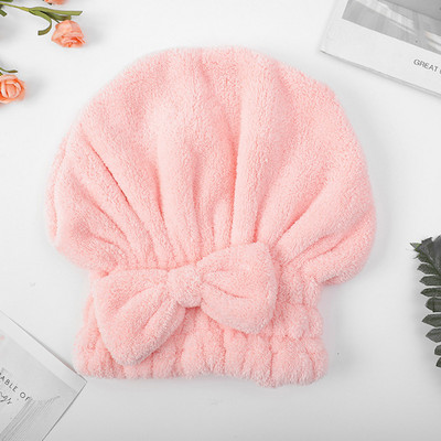 Girls Quick Dry Hair Cap Coral Fleece Pure Color nedvszívó száraz hajtörölköző Bowknot zuhanysapka fejfedő SPA zuhanyfejpánt