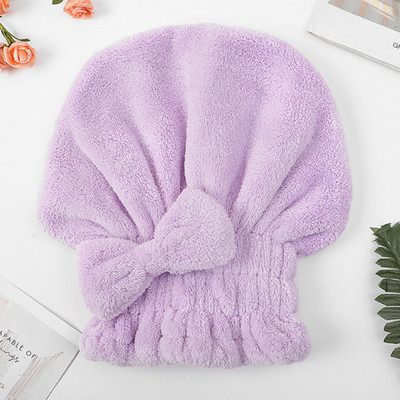 Girls Quick Dry Hair Cap Coral Fleece Pure Color nedvszívó száraz hajtörölköző Bowknot zuhanysapka fejfedő SPA zuhanyfejpánt