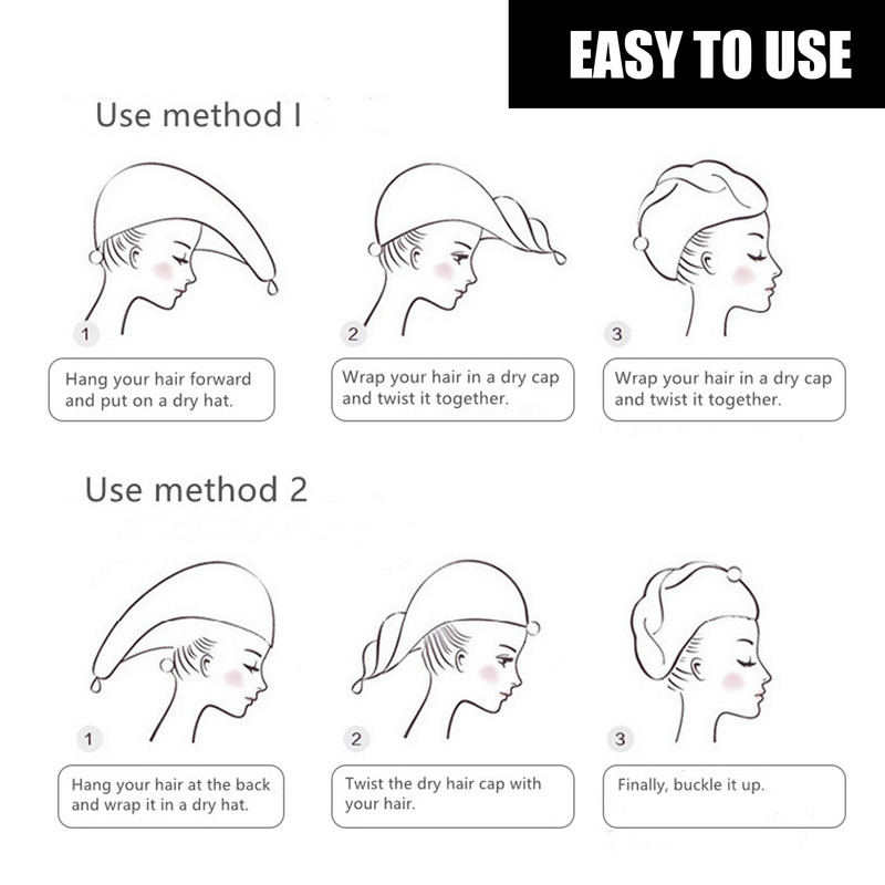 Moteriška plaukų džiovinimo kepurė Greitai džiūstanti plaukų rankšluosčių kepurė Kepurė vonios kepurė Mikropluošto kietas rankšluosčių dangtelis Super Absorption turbanas plaukų džiovinimo kepuraitė