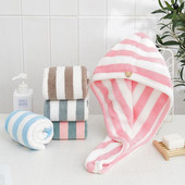 Törölközők Fürdőszoba Mikroszálas száraz haj sapka gombbal Korall bársony puha szuper nedvszívó női férfi turbán fejpakolás fürdőeszközök