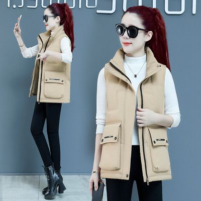 Ženski prsluk s debelom postavom i visokim ovratnikom