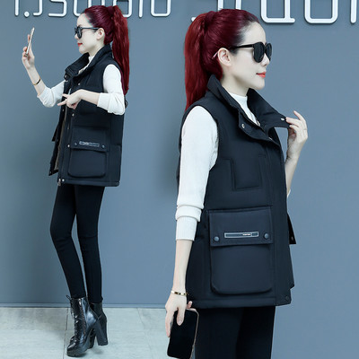 Ženski prsluk s debelom postavom i visokim ovratnikom