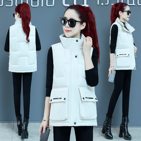 Ženski prsluk s debelom postavom i visokim ovratnikom