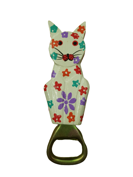 Отварачка Ahelos, Коте, Дървена, Ръчно рисувана, 12 см