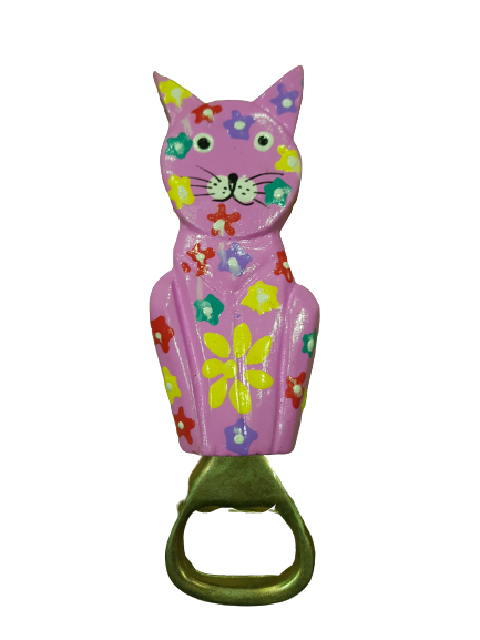 Отварачка Ahelos, Коте, Дървена, Ръчно рисувана, 12 см