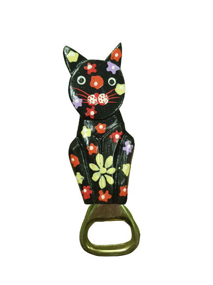 Отварачка Ahelos, Коте, Дървена, Ръчно рисувана, 12 см