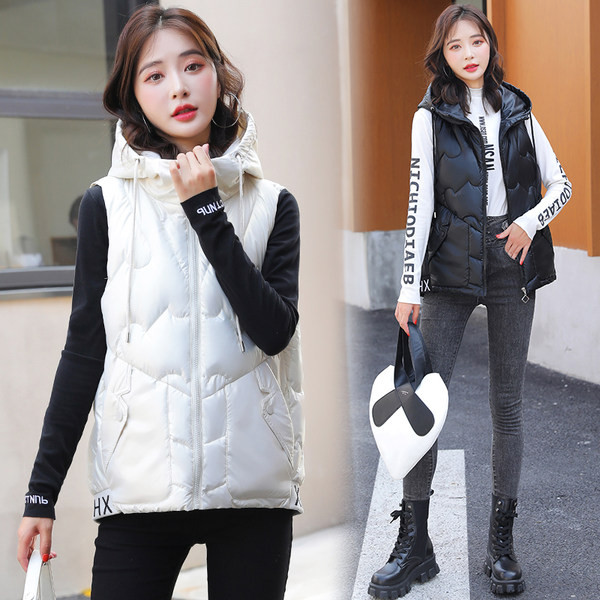 Ženski prsluk s kapuljačom i vezama