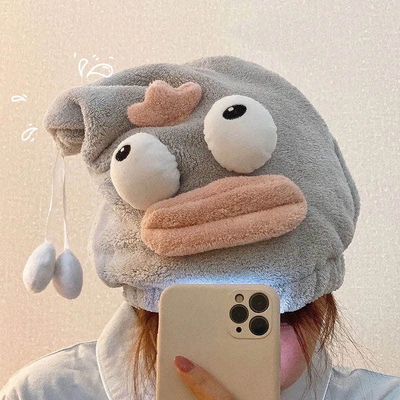 Juokingas mielas animacinis filmukas koralų vilnos minkštas plaukų rankšluostis, mikropluoštas, storas greitai išdžiūstantis rankšluostis moterims stebuklingas dušo plaukų kepuraitės turbanas