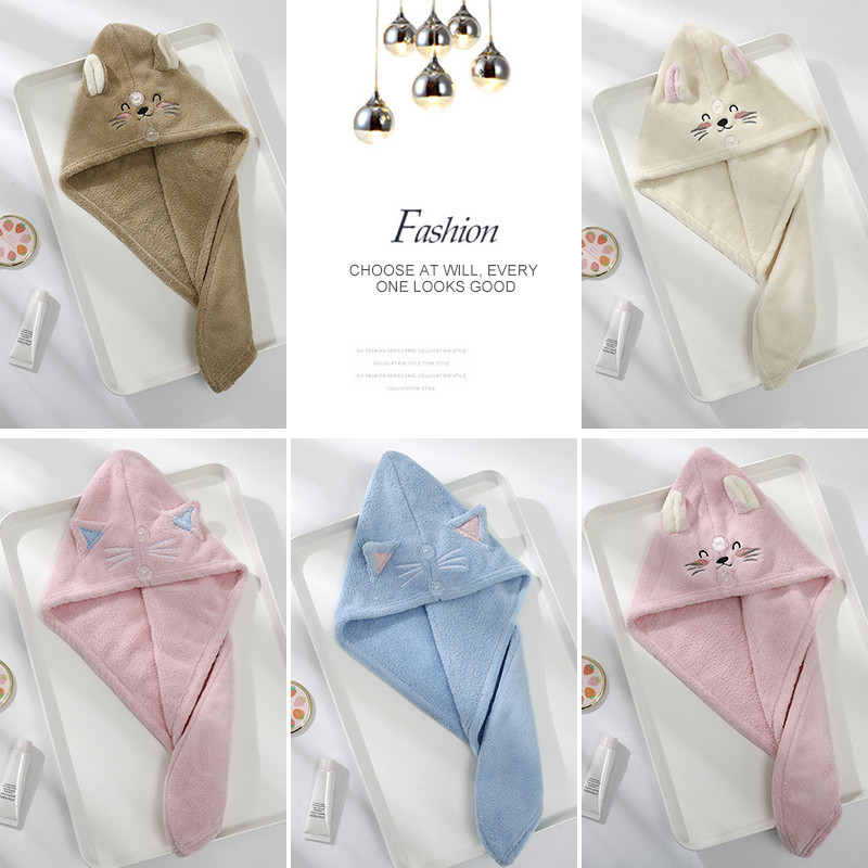 Prosoape baie microfibră solid super absorbant pălărie de păr textil de acasă prosop drăguț cu broderie de desene animate prosop de păr