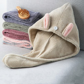 Prosop de păr de iepure șapcă de baie femei plajă fleece de corali șampon cu uscare rapidă cu absorbție de apă drăguț duș vară piscină caldă iarnă